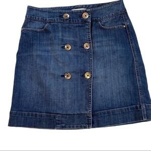 White House Black Market Denim Button Mini Skirt